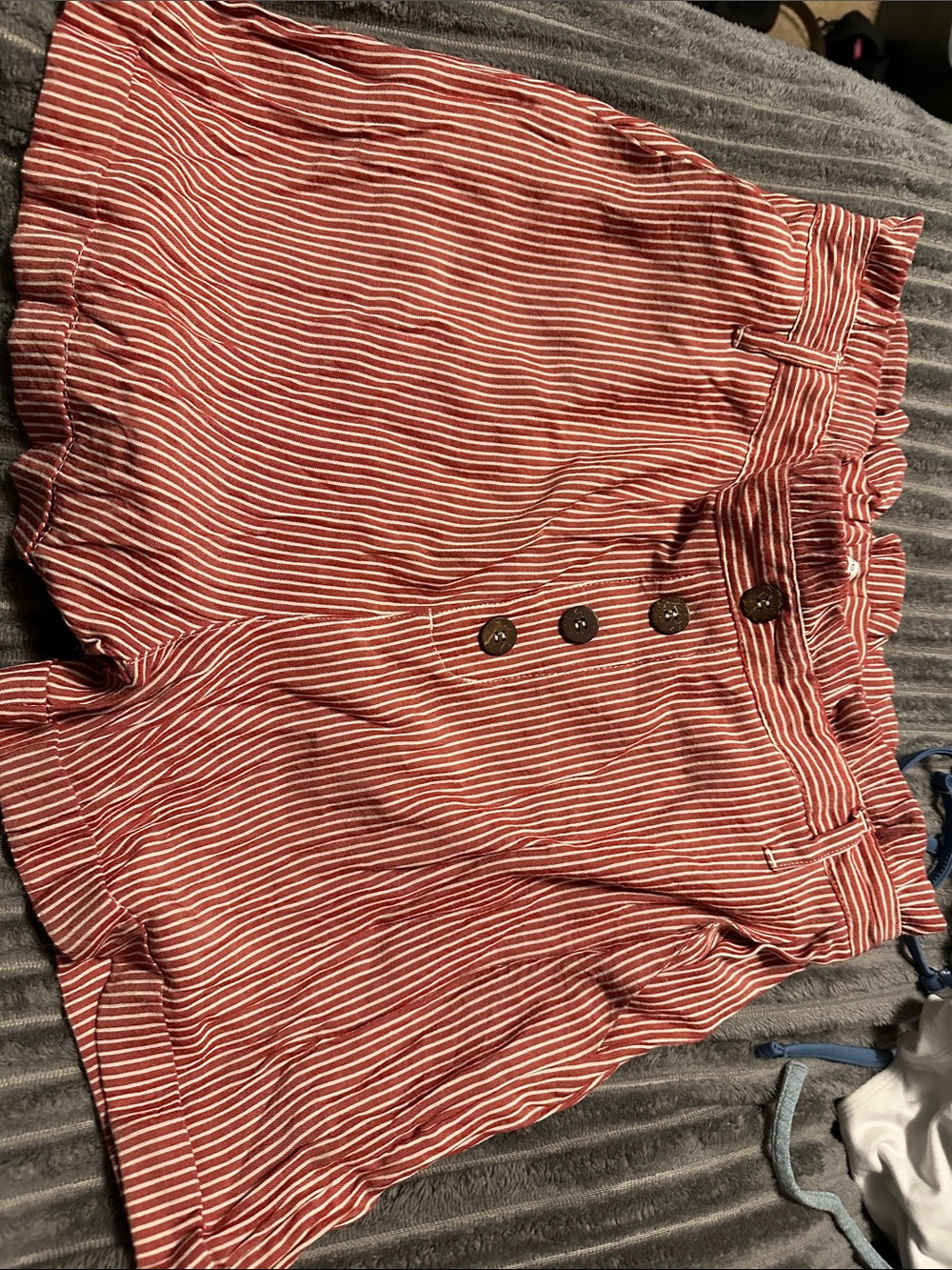 Staccato Rust-Red and White Striped Shorts